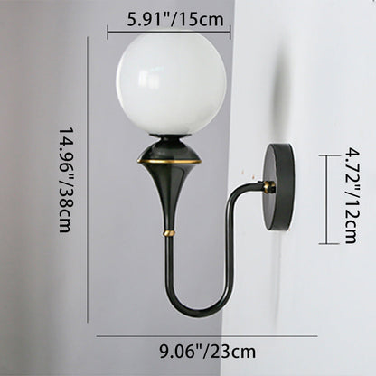 Traditional French Globe Copper Glass 1-Light Wall Sconce Lamp For Living Room