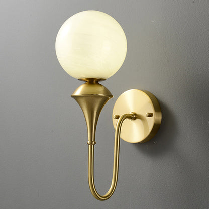 Traditional French Globe Copper Glass 1-Light Wall Sconce Lamp For Living Room
