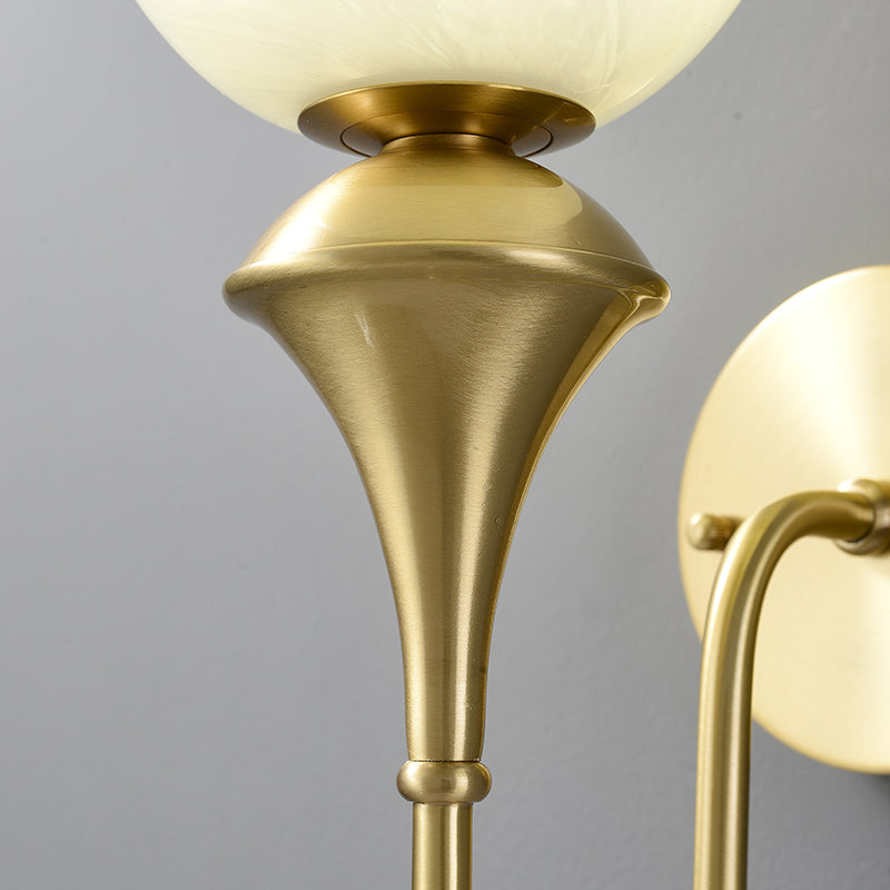 Traditional French Globe Copper Glass 1-Light Wall Sconce Lamp For Living Room