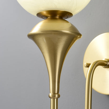 Traditional French Globe Copper Glass 1-Light Wall Sconce Lamp For Living Room