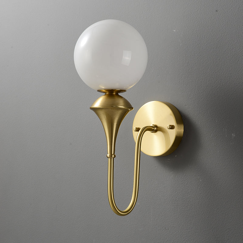Traditional French Globe Copper Glass 1-Light Wall Sconce Lamp For Living Room