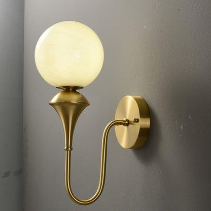 Traditional French Globe Copper Glass 1-Light Wall Sconce Lamp For Living Room