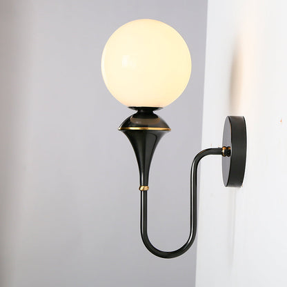 Traditional French Globe Copper Glass 1-Light Wall Sconce Lamp For Living Room