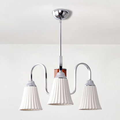 Traditional French Drum Iron Wood Glass 3/6-Light Chandelier For Living Room