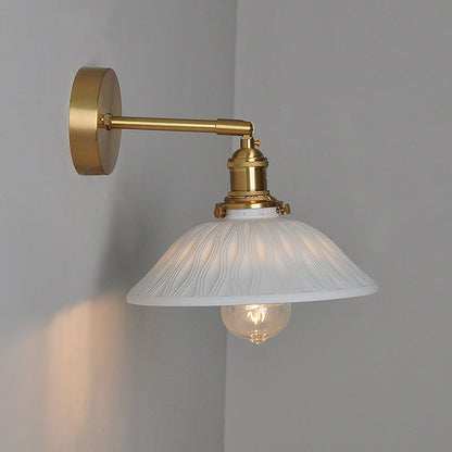 Traditional Japanese Round Copper Ceramic 1-Light Wall Sconce Lamp For Living Room