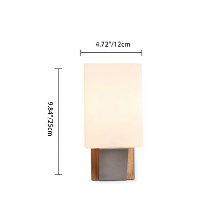 Contemporary Nordic Rectangular Wood Iron Glass 1-Light Wall Sconce Lamp For Living Room