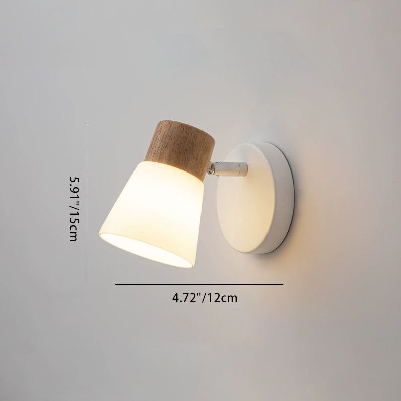 Traditional Japanese Drum Wood Iron Glass 1/2-Light Wall Sconce Lamp For Living Room