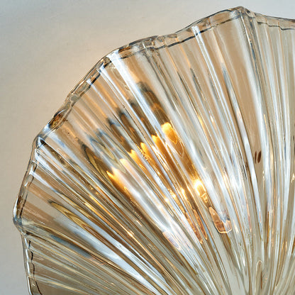 Contemporary Luxury Shell Copper Glass 1-Light Wall Sconce Lamp For Living Room