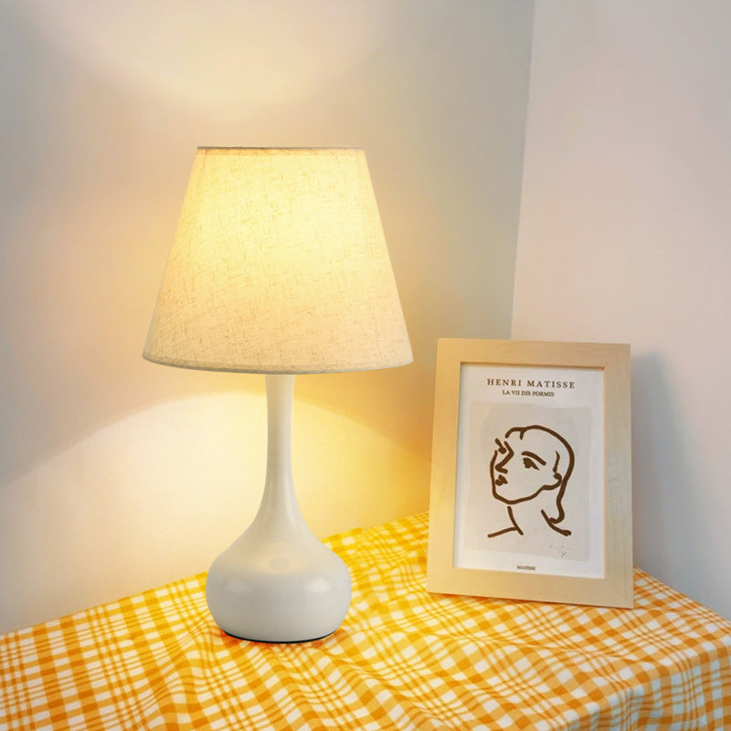 Contemporary Nordic Drum Iron Fabric 1-Light Table Lamp For Living Room