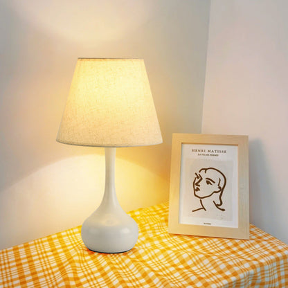 Contemporary Nordic Drum Iron Fabric 1-Light Table Lamp For Living Room
