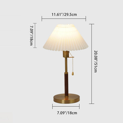 Traditional Vintage Drum Iron Fabric 1-Light Table Lamp For Living Room