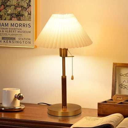 Traditional Vintage Drum Iron Fabric 1-Light Table Lamp For Living Room