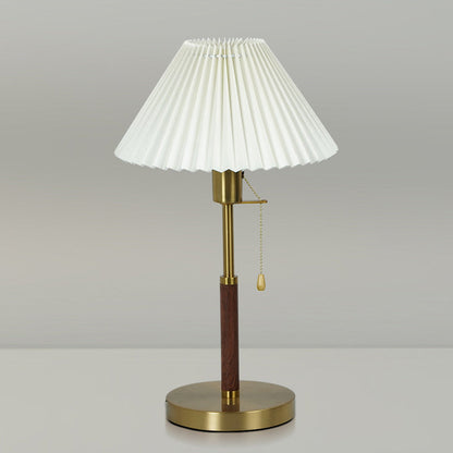 Traditional Vintage Drum Iron Fabric 1-Light Table Lamp For Living Room