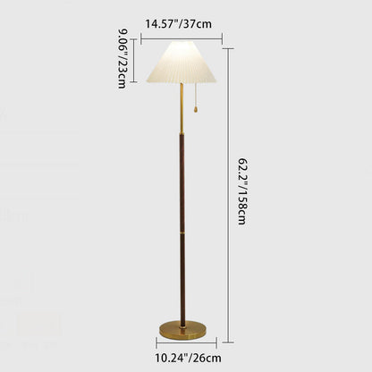 Traditional Vintage Drum Iron Fabric 1-Light Standing Floor Lamp For Living Room