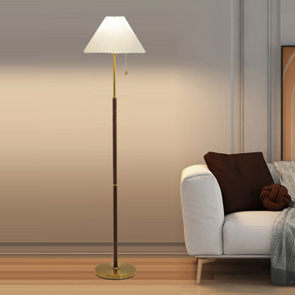 Traditional Vintage Drum Iron Fabric 1-Light Standing Floor Lamp For Living Room