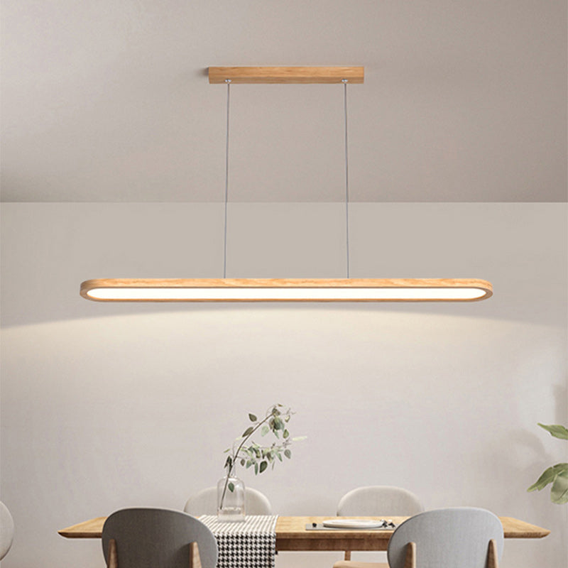 ثريا LED خشبية بيضاوية معاصرة من الأكريليك بتصميم إسكندنافي لغرفة الطعام