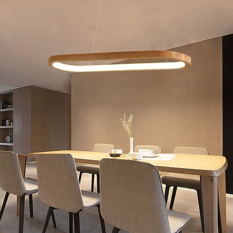 ثريا LED خشبية بيضاوية معاصرة من الأكريليك بتصميم إسكندنافي لغرفة الطعام