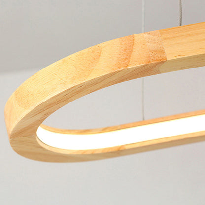 ثريا LED خشبية بيضاوية معاصرة من الأكريليك بتصميم إسكندنافي لغرفة الطعام