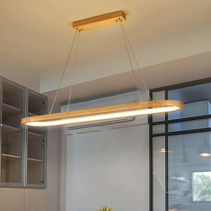 ثريا LED خشبية بيضاوية معاصرة من الأكريليك بتصميم إسكندنافي لغرفة الطعام