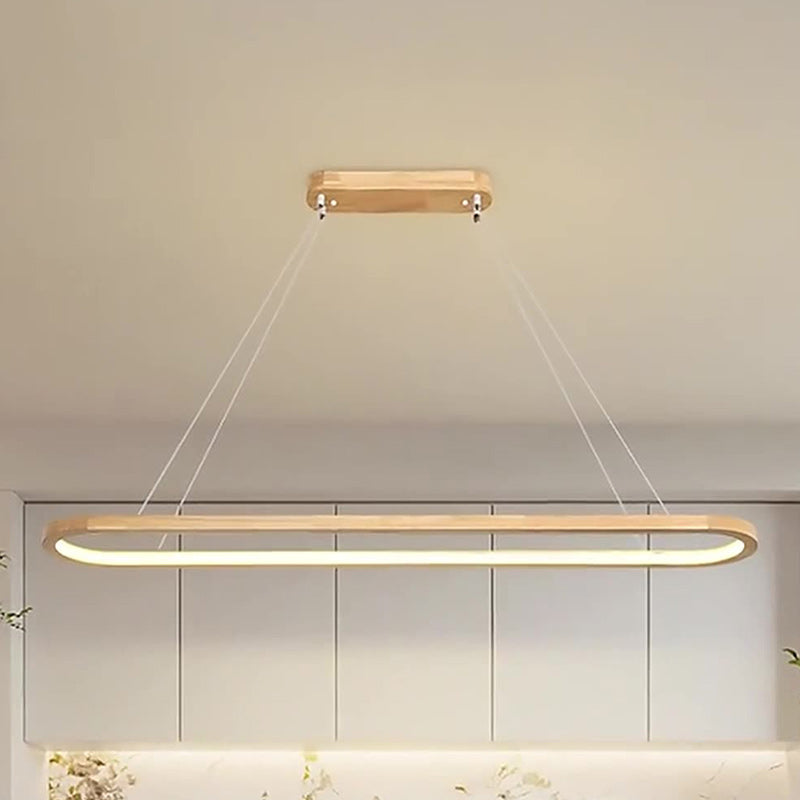 ثريا LED خشبية بيضاوية معاصرة من الأكريليك بتصميم إسكندنافي لغرفة الطعام
