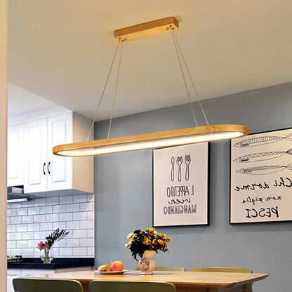 ثريا LED خشبية بيضاوية معاصرة من الأكريليك بتصميم إسكندنافي لغرفة الطعام