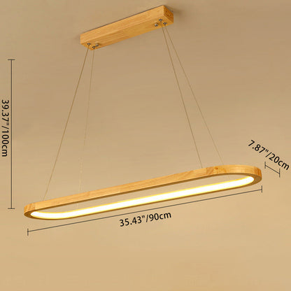 ثريا LED خشبية بيضاوية معاصرة من الأكريليك بتصميم إسكندنافي لغرفة الطعام