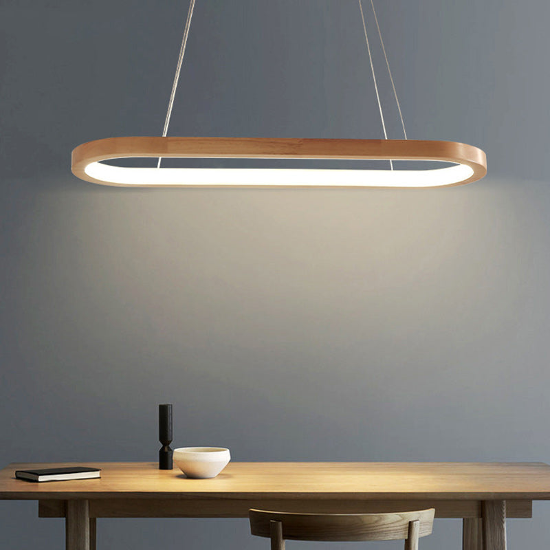 ثريا LED خشبية بيضاوية معاصرة من الأكريليك بتصميم إسكندنافي لغرفة الطعام