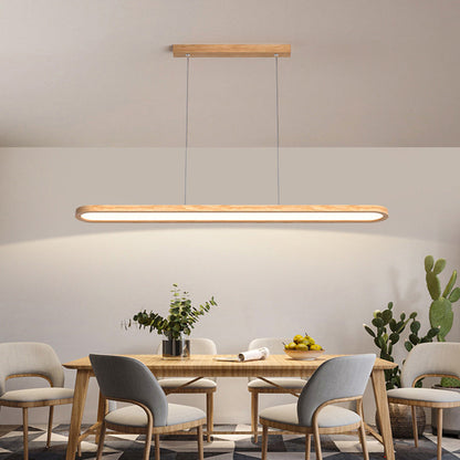 ثريا LED خشبية بيضاوية معاصرة من الأكريليك بتصميم إسكندنافي لغرفة الطعام