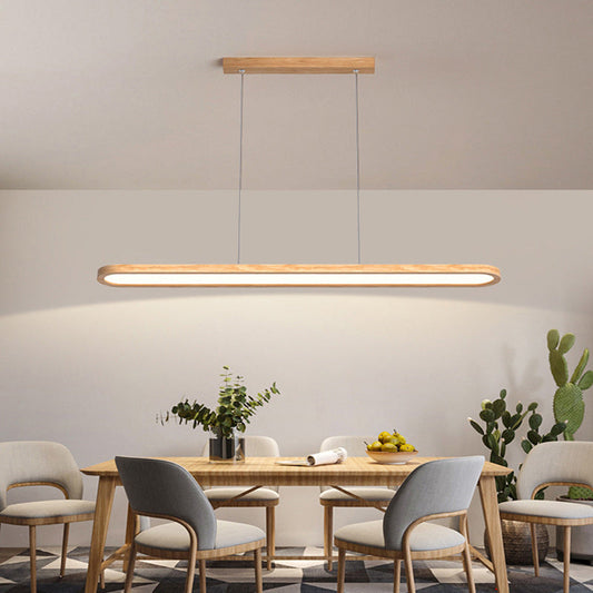 ثريا LED خشبية بيضاوية معاصرة من الأكريليك بتصميم إسكندنافي لغرفة الطعام