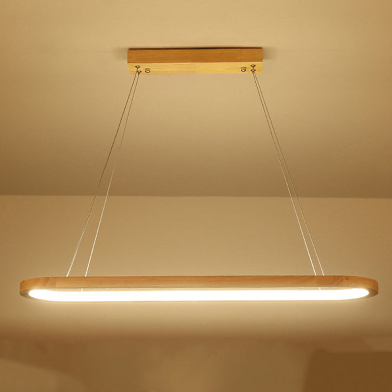 ثريا LED خشبية بيضاوية معاصرة من الأكريليك بتصميم إسكندنافي لغرفة الطعام