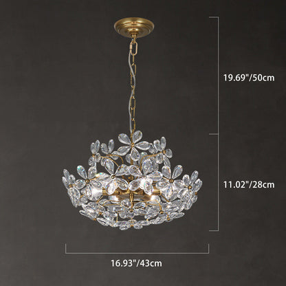 Contemporary Luxury Flower Iron Crystal 6-Light Chandelier For Living Room