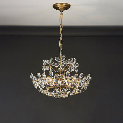 Contemporary Luxury Flower Iron Crystal 6-Light Chandelier For Living Room