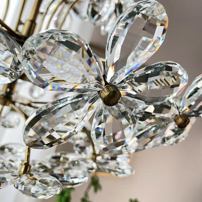 Contemporary Luxury Flower Iron Crystal 6-Light Chandelier For Living Room