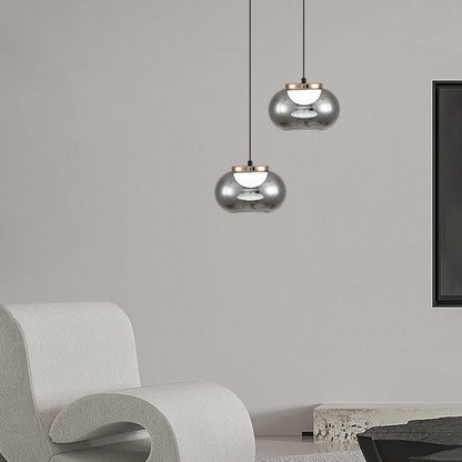Modern Minimalist Round Iron Glass Acrylic LED Pendant Light For Living Room