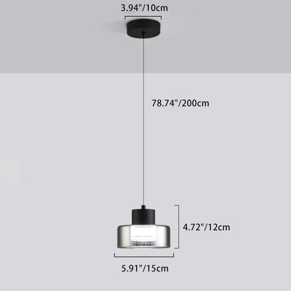 Modern Minimalist Round Iron Glass Acrylic LED Pendant Light For Living Room