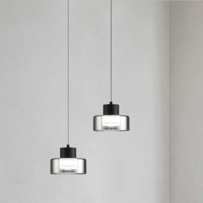 Modern Minimalist Round Iron Glass Acrylic LED Pendant Light For Living Room