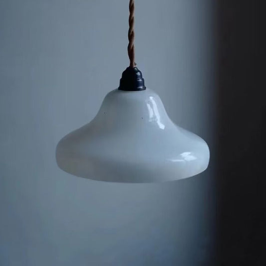 Traditional Vintage Dome Iron Glass 1-Light Pendant Light For Living Room