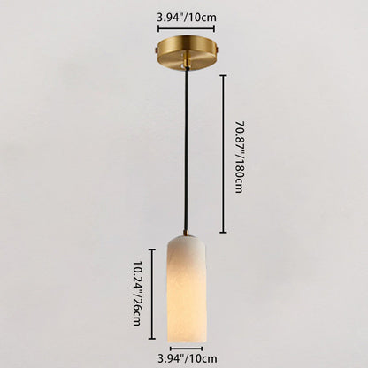 Contemporary Luxury Column Stone Glass LED Pendant Light For Living Room