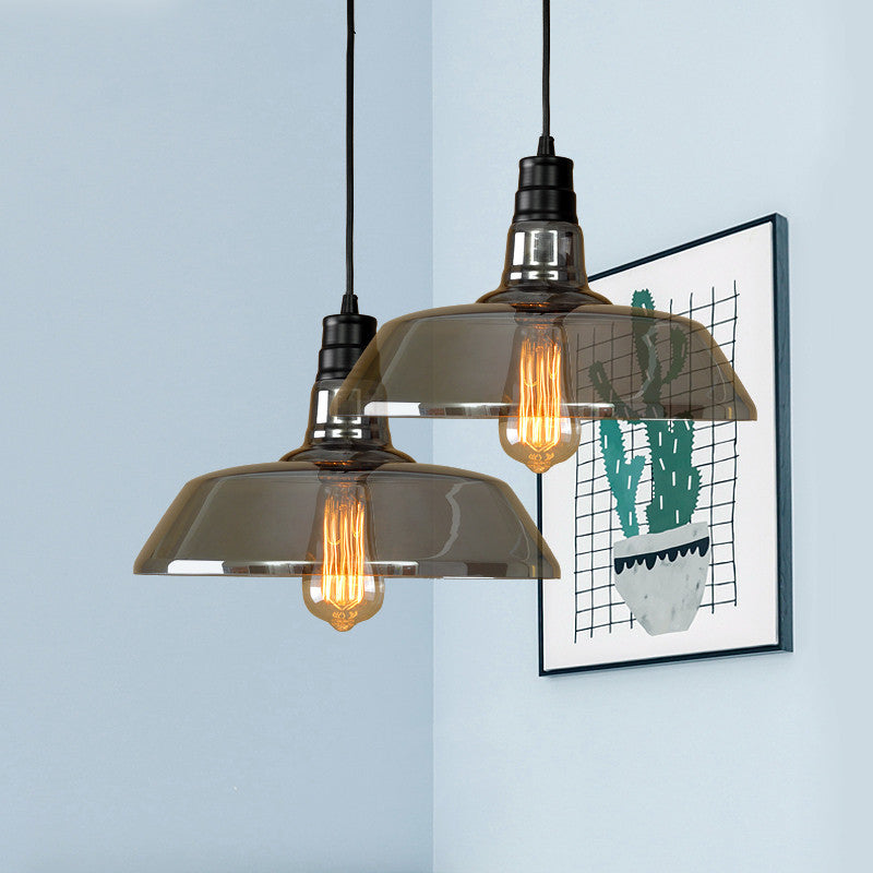 Contemporary Industrial Round Iron Glass 1-Light Pendant Light For Living Room