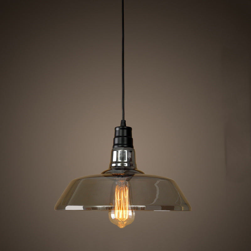 Contemporary Industrial Round Iron Glass 1-Light Pendant Light For Living Room