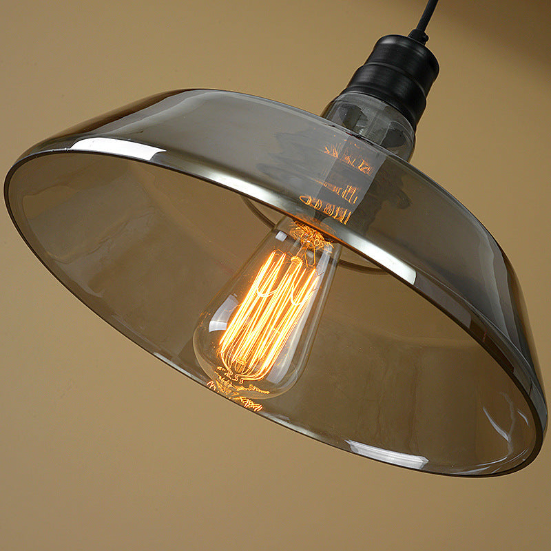 Contemporary Industrial Round Iron Glass 1-Light Pendant Light For Living Room