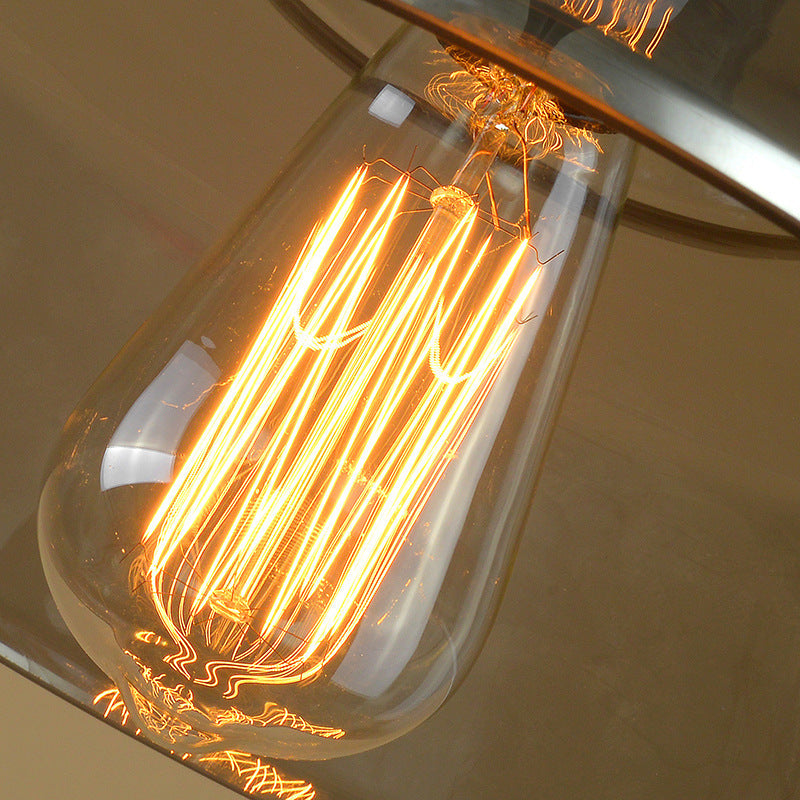 Contemporary Industrial Round Iron Glass 1-Light Pendant Light For Living Room