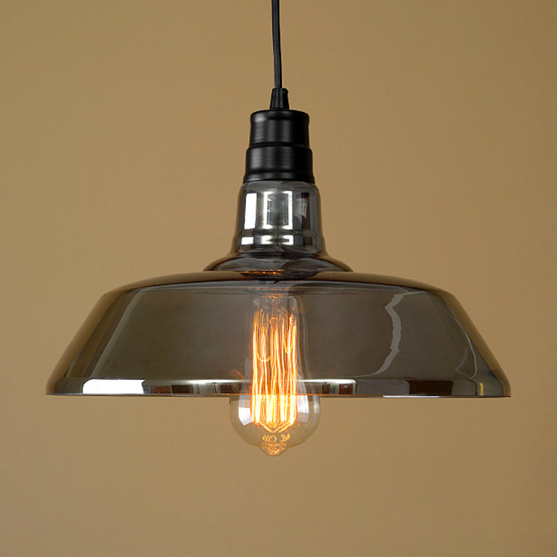 Contemporary Industrial Round Iron Glass 1-Light Pendant Light For Living Room
