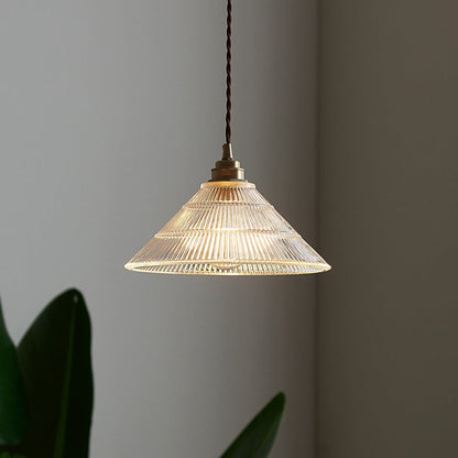 Contemporary Scandinavian Cone Copper Glass 1-Light Pendant Light For Living Room