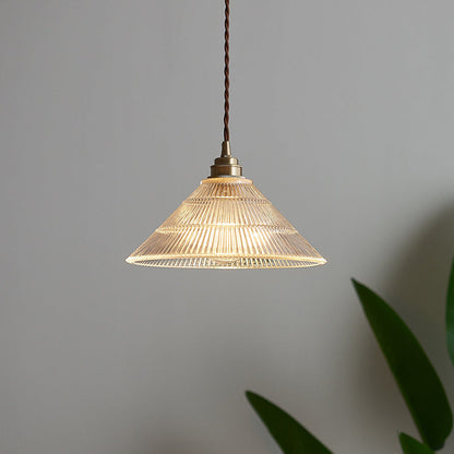 Contemporary Scandinavian Cone Copper Glass 1-Light Pendant Light For Living Room
