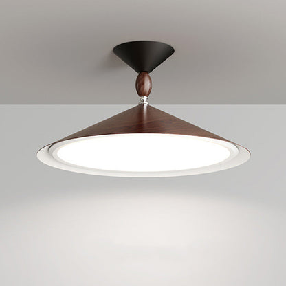 Traditional Japanese Cone Iron Acrylic LED Semi-Flush Mount Ceiling Light For Dining Room