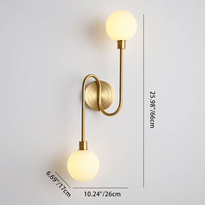 Traditional French Globe Iron Glass 2-Light Wall Sconce Lamp For Living Room