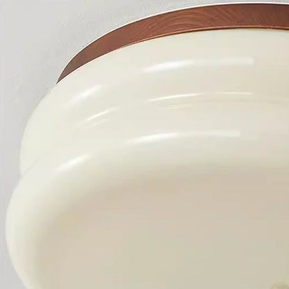 Traditional Vintage Round Iron Glass LED Flush Mount Ceiling Light For Living Room