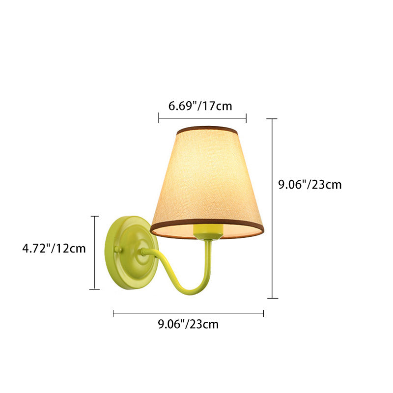 Traditional French Drum Iron Fabric Glass 1-Light Wall Sconce Lamp For Living Room