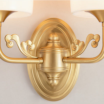 Traditional Vintage Drum Copper Glass 1/2-Light Wall Sconce Lamp For Living Room